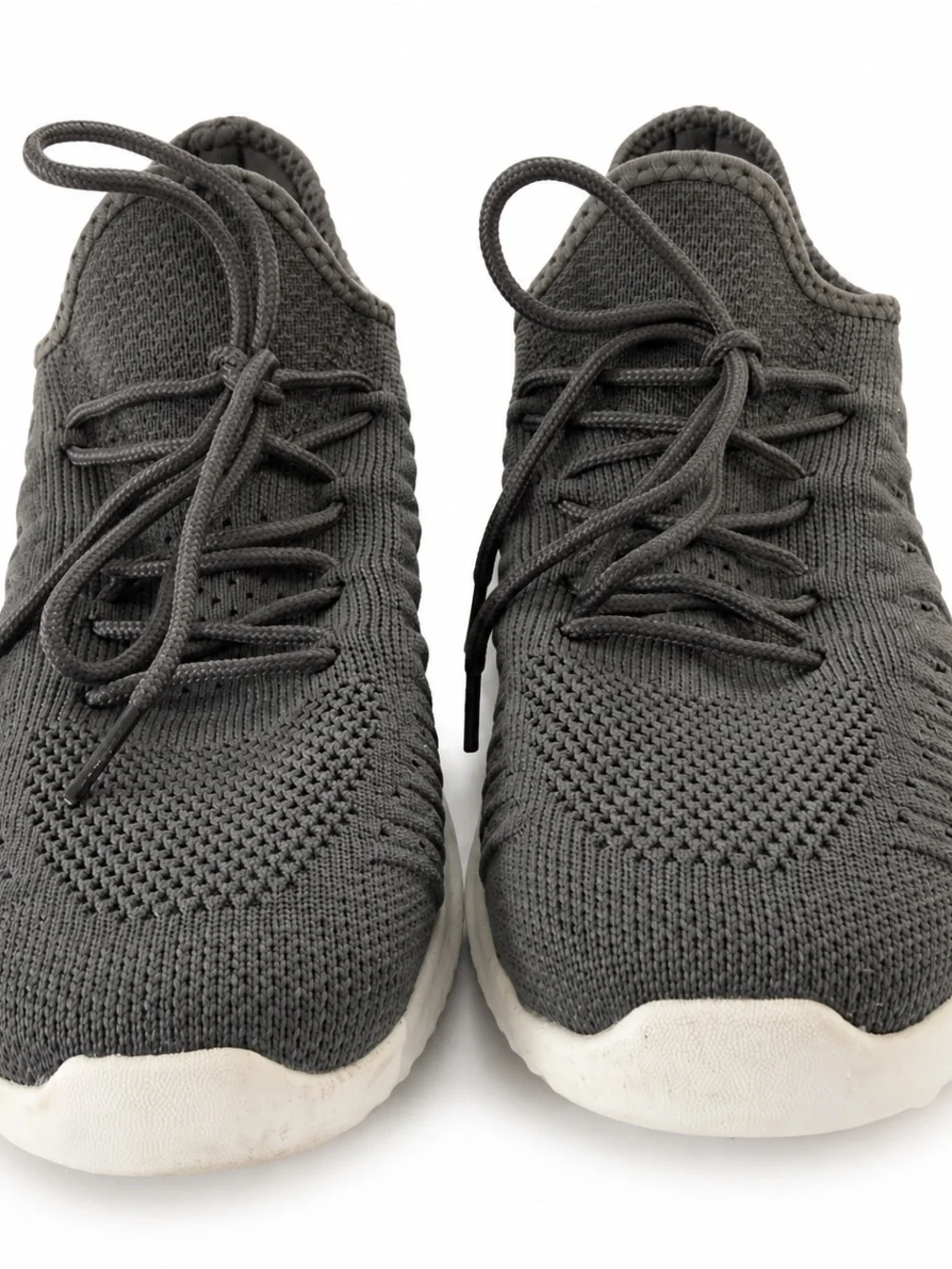 Women’s Gray Knit Athletic Sneakers EU 38 Lightweight Lace-Up Walking Shoes